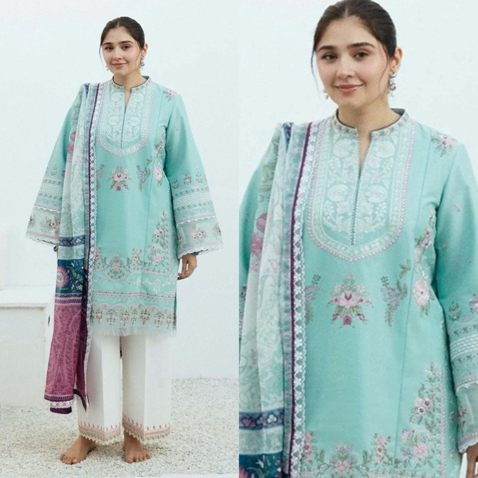 Zara Shahjahan Unstitched 3 piece lawn Embroidered suit D602