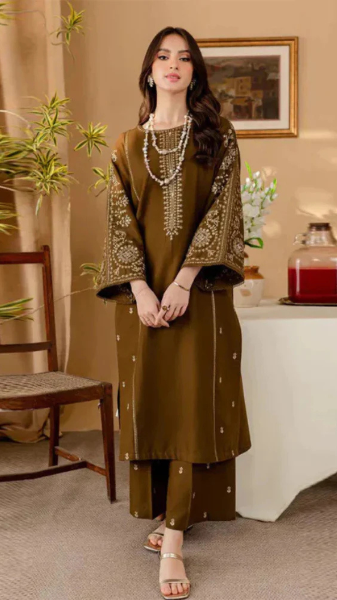 Baroque Unstitched 2 piece lawn Embroidered suit D618