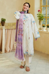 Zara Shahjahan Unstitched 3 piece lawn Embroidered suit D595