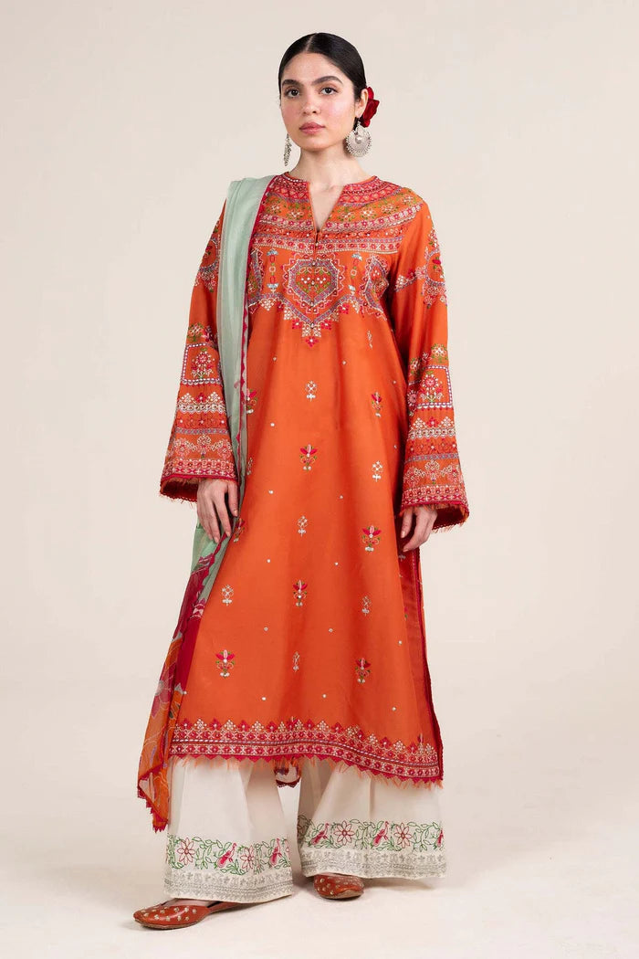 Zara Shahjahan Unstitched 3 piece lawn Embroidered suit D571