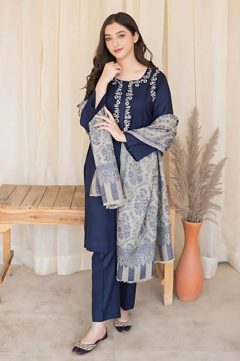 AISLING Unstitched 3 piece lawn embroidered suit D554