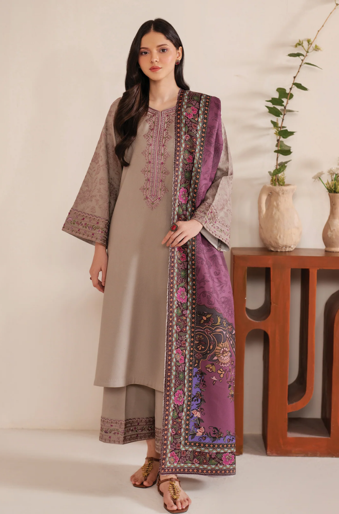 Garnet Unstitched 3 piece lawn embroidered suit D556