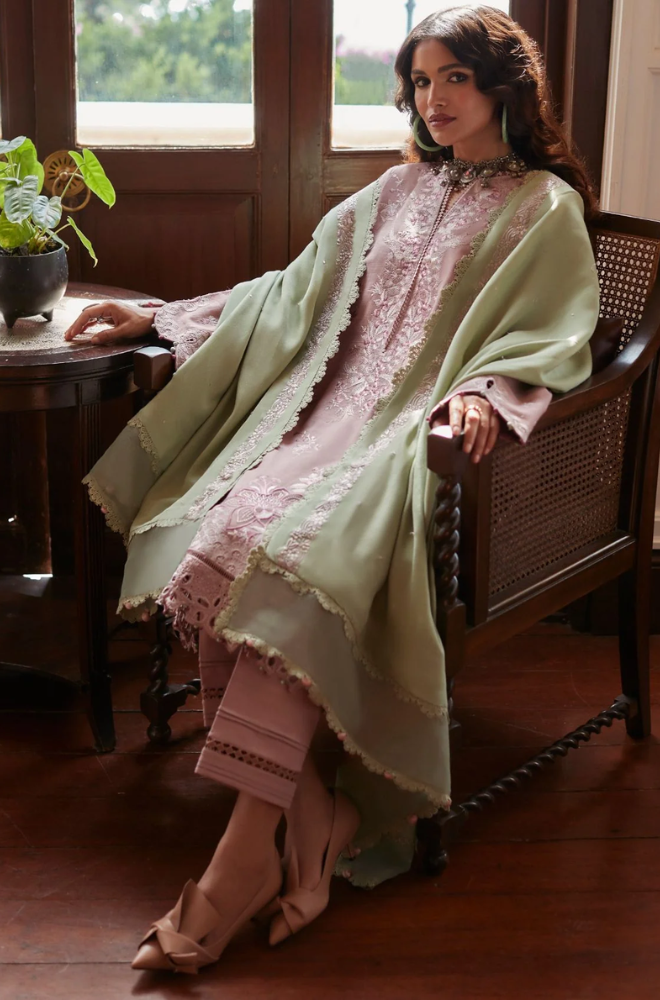 Zaha Unstitched 3 piece lawn Embroidered suit D574