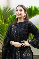 Khaadi Unstitched 3 piece lawn Embroidered suit D576