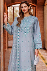 Farasha Unstitched 3 piece lawn Embroidered suit D572
