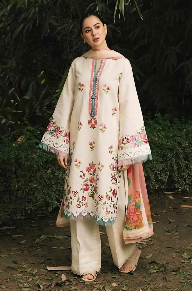 Zara Shahjahan Unstitched 3 piece lawn embroidered suit D557