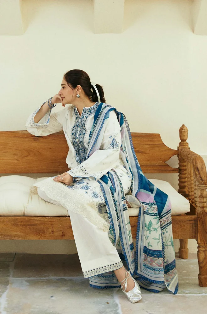 Zara Shahjahan Unstitched 3 piece lawn Embroidered suit D591