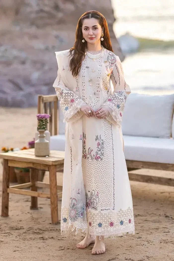 Qalamkar Unstitched 3 piece lawn Embroidered suit D596