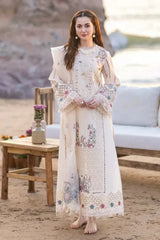 Qalamkar Unstitched 3 piece lawn Embroidered suit D596